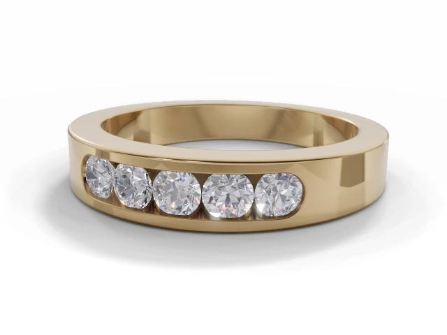 5.0mm.  Wide  Semi-Set Wedding Ring Round Brilliant-Cut Diamonds 100% Recycled, Hallmarked 18ct. Yellow Gold