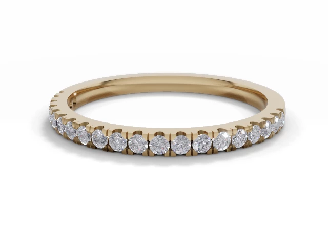 Skinny Semi-Set Wedding Ring Round Brilliant-Cut Diamonds 100% Recycled, Hallmarked 18ct. Yellow Gold