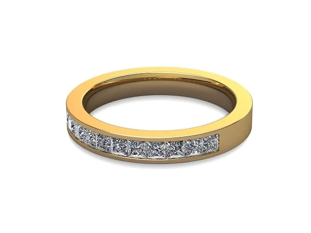 3.0mm. Wide <br />Semi-Set Wedding Ring<br />Princess-Cut Diamonds<br />100% Recycled, Hallmarked 18ct. Yellow Gold 3.0mm. Wide <br />Semi-Set Wedding Ring<br />Princess-Cut Diamonds<br />100% Recycled, Hallmarked 18ct. Yellow Gold