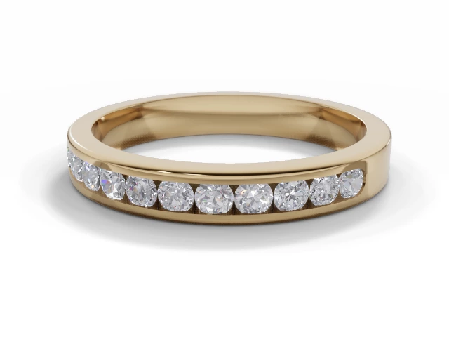 3.0mm. Wide Designer Wedding Ring Round Brilliant-Cut Diamond 100% Recycled, Hallmarked 18ct. Yellow Gold