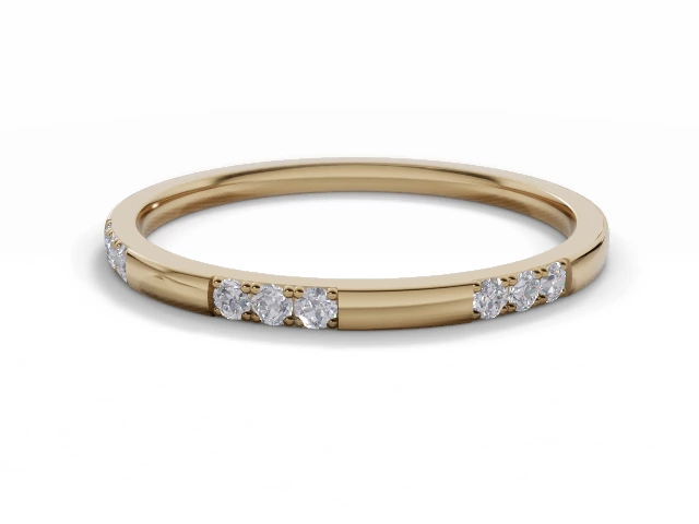 Skinny Semi-Set Wedding Ring Round Brilliant-Cut Diamonds 100% Recycled, Hallmarked 18ct. Yellow Gold