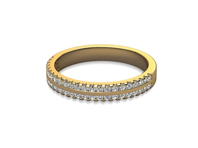 3.0mm.  Wide  Semi-Set Wedding Ring Round Brilliant-Cut Diamonds 100% Recycled, Hallmarked 18ct. Yellow Gold