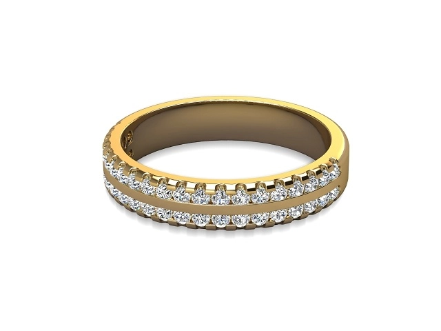 3.8mm.  Wide  Semi-Set Wedding Ring Round Brilliant-Cut Diamonds 100% Recycled, Hallmarked 18ct. Yellow Gold