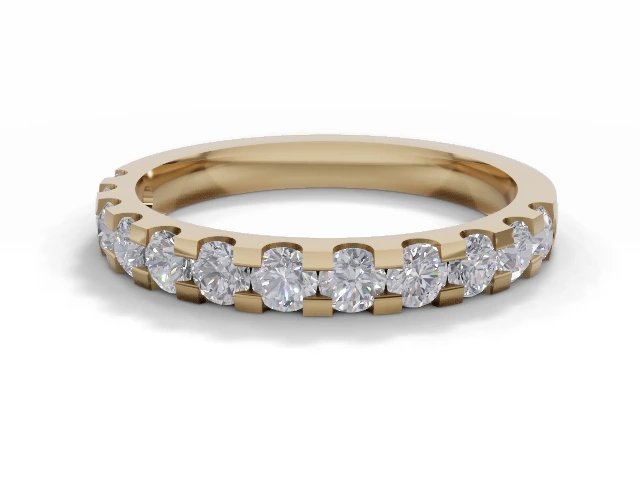 Narrow Semi-Set Wedding Ring Round Brilliant-Cut Diamonds 100% Recycled, Hallmarked 18ct. Yellow Gold