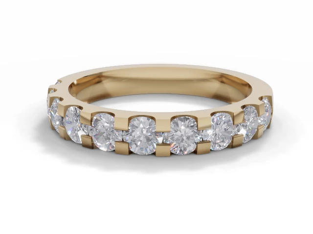 3.1mm.  Wide  Semi-Set Wedding Ring Round Brilliant-Cut Diamonds 100% Recycled, Hallmarked 18ct. Yellow Gold