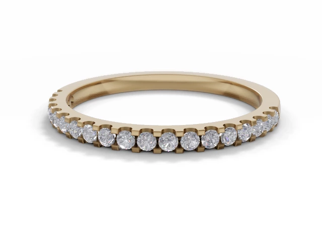 Skinny Semi-Set Wedding Ring Round Brilliant-Cut Diamonds 100% Recycled, Hallmarked 18ct. Yellow Gold