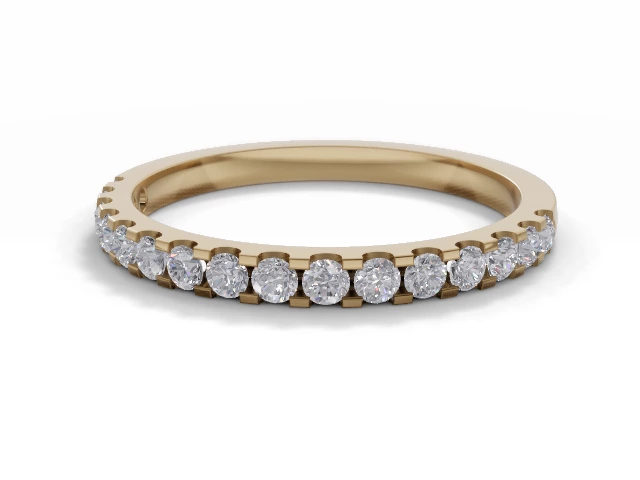 Skinny Semi-Set Wedding Ring Round Brilliant-Cut Diamonds 100% Recycled, Hallmarked 18ct. Yellow Gold