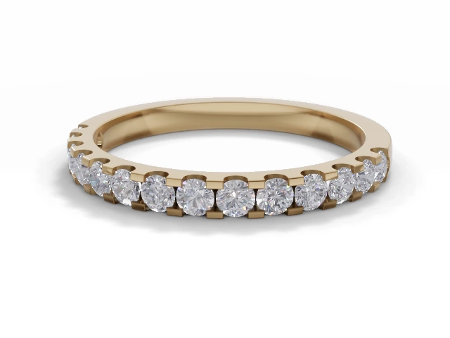 Narrow Semi-Set Wedding Ring Round Brilliant-Cut Diamonds 100% Recycled, Hallmarked 18ct. Yellow Gold