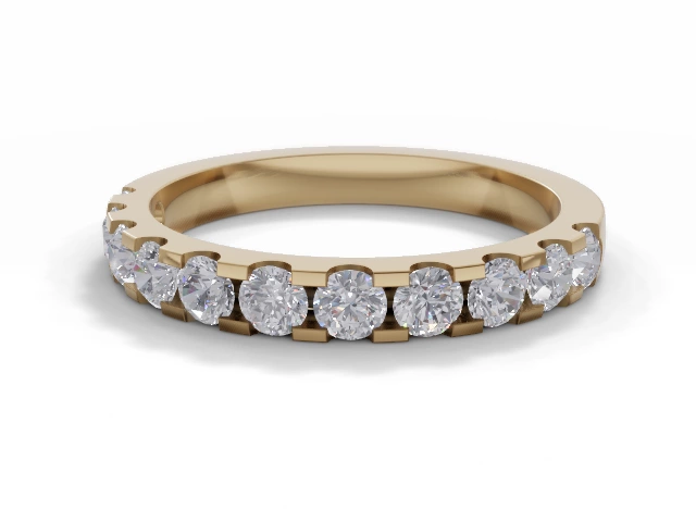 Narrow Semi-Set Wedding Ring Round Brilliant-Cut Diamonds 100% Recycled, Hallmarked 18ct. Yellow Gold