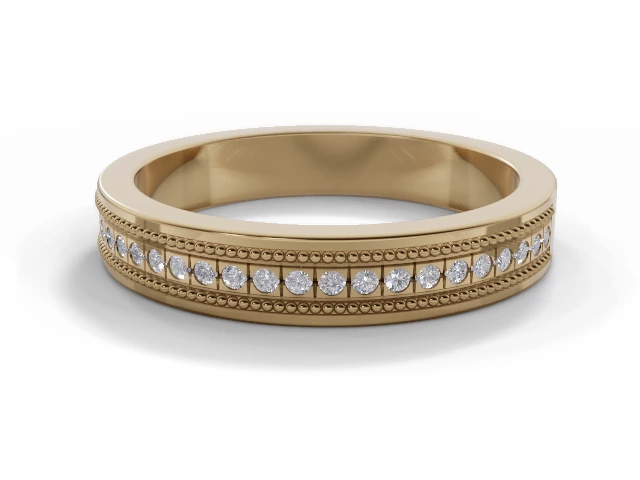 3.5mm.  Wide  Semi-Set Wedding Ring Round Brilliant-Cut Diamonds 100% Recycled, Hallmarked 18ct. Yellow Gold