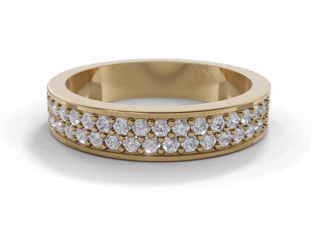 4.0mm.  Wide  Semi-Set Wedding Ring Round Brilliant-Cut Diamonds 100% Recycled, Hallmarked 18ct. Yellow Gold