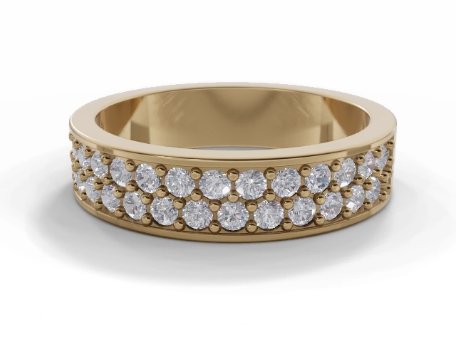 4.6mm.  Wide  Semi-Set Wedding Ring Round Brilliant-Cut Diamonds 100% Recycled, Hallmarked 18ct. Yellow Gold