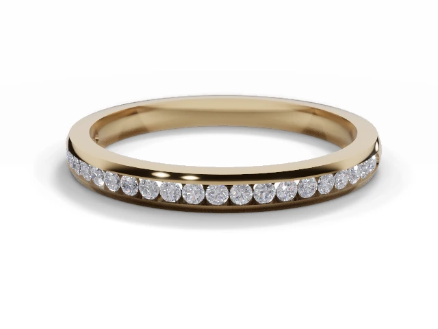 Narrow Semi-Set Wedding Ring Round Brilliant-Cut Diamonds 100% Recycled, Hallmarked 18ct. Yellow Gold