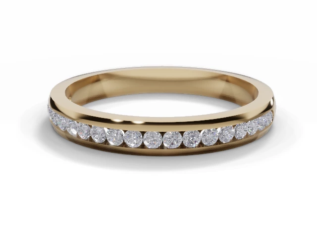 2.7mm.  Wide  Semi-Set Wedding Ring Round Brilliant-Cut Diamonds 100% Recycled, Hallmarked 18ct. Yellow Gold