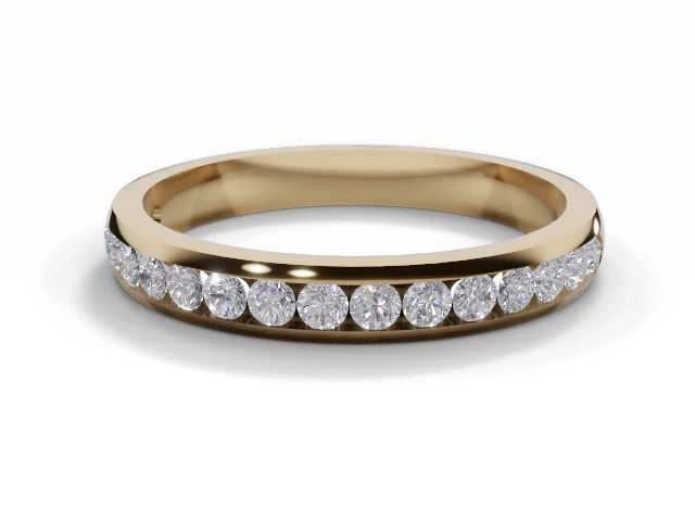 2.8mm.  Wide  Semi-Set Wedding Ring Round Brilliant-Cut Diamonds 100% Recycled, Hallmarked 18ct. Yellow Gold