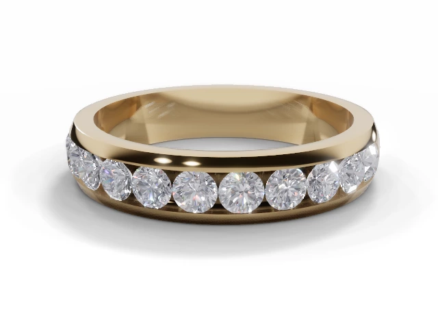 4.0mm.  Wide  Semi-Set Wedding Ring Round Brilliant-Cut Diamonds 100% Recycled, Hallmarked 18ct. Yellow Gold