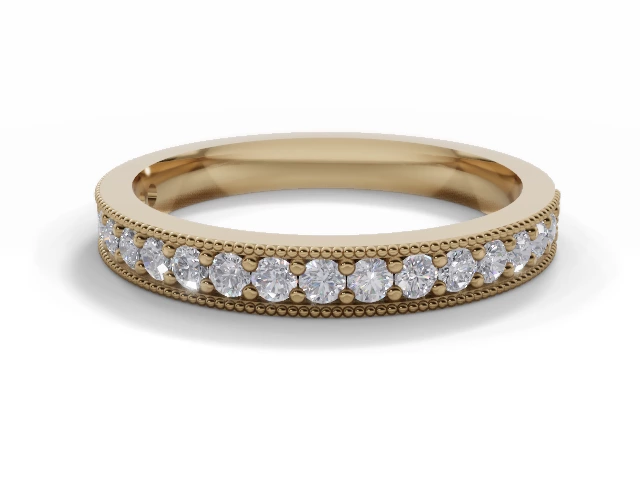 2.7mm.  Wide  Semi-Set Wedding Ring Round Brilliant-Cut Diamonds 100% Recycled, Hallmarked 18ct. Yellow Gold