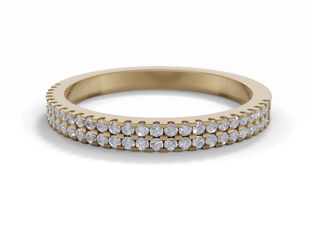 Narrow Semi-Set Wedding Ring Round Brilliant-Cut Diamonds 100% Recycled, Hallmarked 18ct. Yellow Gold