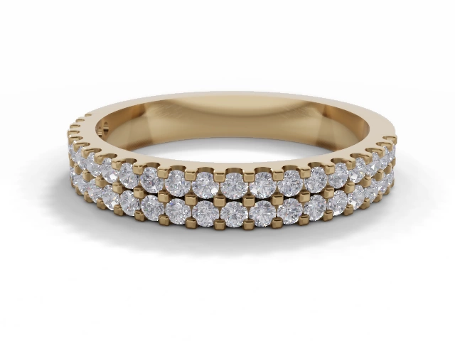 3.2mm.  Wide  Semi-Set Wedding Ring Round Brilliant-Cut Diamonds 100% Recycled, Hallmarked 18ct. Yellow Gold