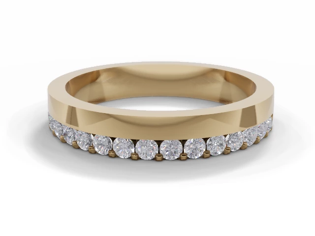 3.5mm.  Wide  Semi-Set Wedding Ring Round Brilliant-Cut Diamonds 100% Recycled, Hallmarked 18ct. Yellow Gold