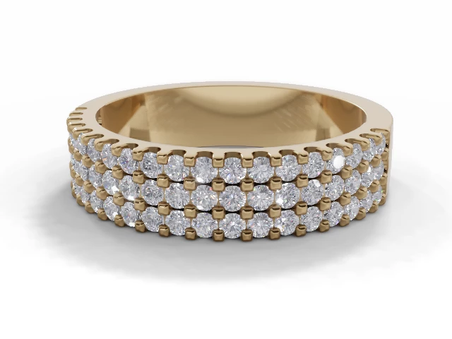 4.7mm.  Wide  Semi-Set Wedding Ring Round Brilliant-Cut Diamonds 100% Recycled, Hallmarked 18ct. Yellow Gold