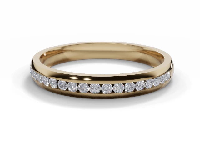 Narrow Semi-Set Wedding Ring Round Brilliant-Cut Diamonds 100% Recycled, Hallmarked 18ct. Yellow Gold