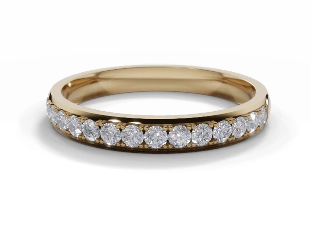 2.7mm.  Wide  Semi-Set Wedding Ring Round Brilliant-Cut Diamonds 100% Recycled, Hallmarked 18ct. Yellow Gold