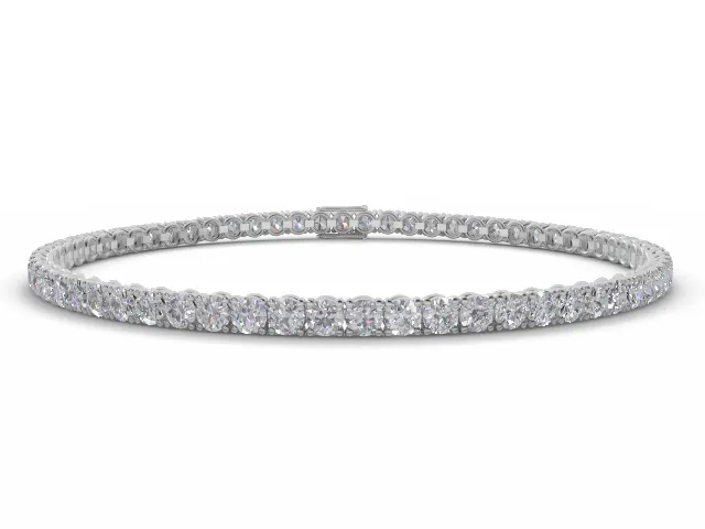 Tennis Bracelet   Round Brilliant-Cut Diamonds 100% Recycled, Hallmarked Platinum