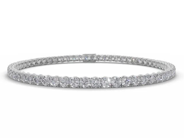 Tennis Bracelet   Round Brilliant-Cut Diamonds 100% Recycled, Hallmarked Platinum