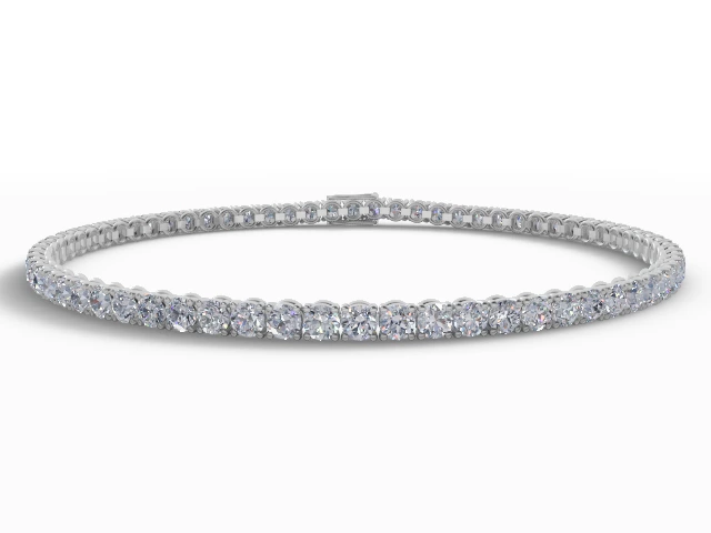 Tennis Bracelet   Round Brilliant-Cut Diamonds 100% Recycled, Hallmarked Platinum