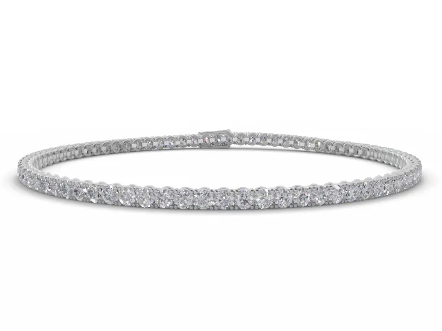 Tennis Bracelet   Round Brilliant-Cut Diamonds 100% Recycled, Hallmarked Platinum