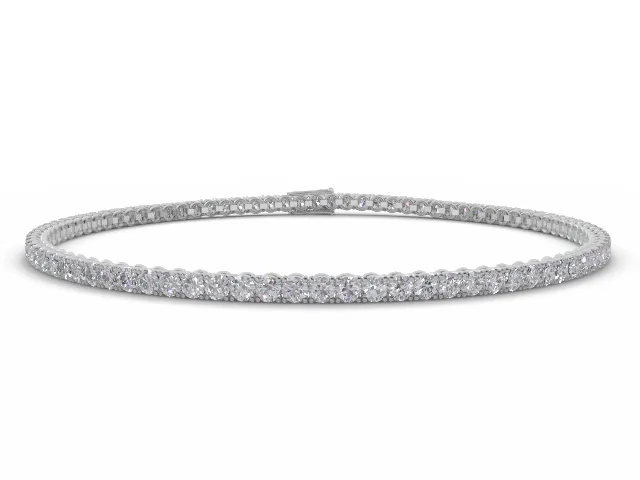 Tennis Bracelet   Round Brilliant-Cut Diamonds 100% Recycled, Hallmarked Platinum