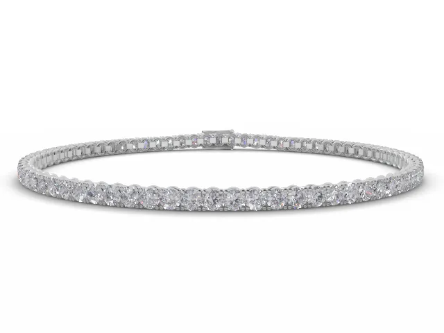 Tennis Bracelet   Round Brilliant-Cut Diamonds 100% Recycled, Hallmarked Platinum