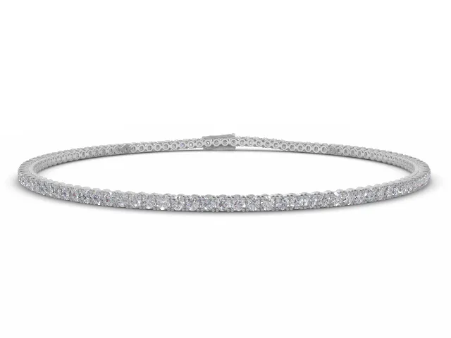 Tennis Bracelet   Round Brilliant-Cut Diamonds 100% Recycled, Hallmarked Platinum