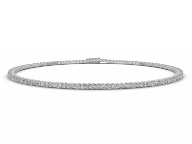 Tennis Bracelet   Round Brilliant-Cut Diamonds 100% Recycled, Hallmarked Platinum