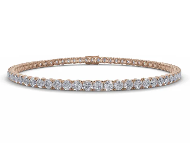 Tennis Bracelet   Round Brilliant-Cut Diamonds 100% Recycled, Hallmarked 18ct. Rose Gold