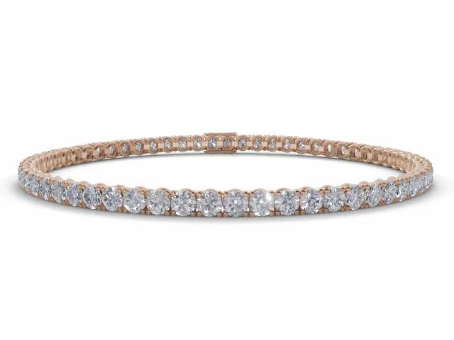 Tennis Bracelet   Round Brilliant-Cut Diamonds 100% Recycled, Hallmarked 18ct. Rose Gold