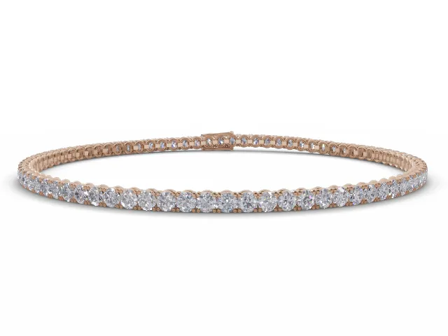 Tennis Bracelet   Round Brilliant-Cut Diamonds 100% Recycled, Hallmarked 18ct. Rose Gold