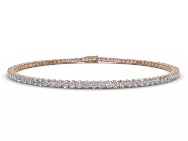Tennis Bracelet 2.7mm. Wide 4.50 Carats Round Brilliant-Cut Diamonds 100% Recycled, Hallmarked 18ct. Rose Gold