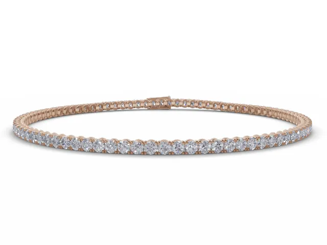 Tennis Bracelet   Round Brilliant-Cut Diamonds 100% Recycled, Hallmarked 18ct. Rose Gold