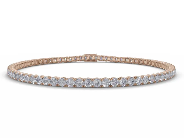 Tennis Bracelet   Round Brilliant-Cut Diamonds 100% Recycled, Hallmarked 18ct. Rose Gold