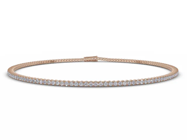 Tennis Bracelet   Round Brilliant-Cut Diamonds 100% Recycled, Hallmarked 18ct. Rose Gold