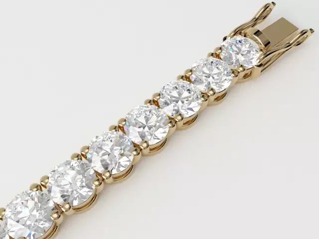 Tennis Bracelet   Round Brilliant-Cut Diamonds 100% Recycled, Hallmarked 18ct. Yellow Gold