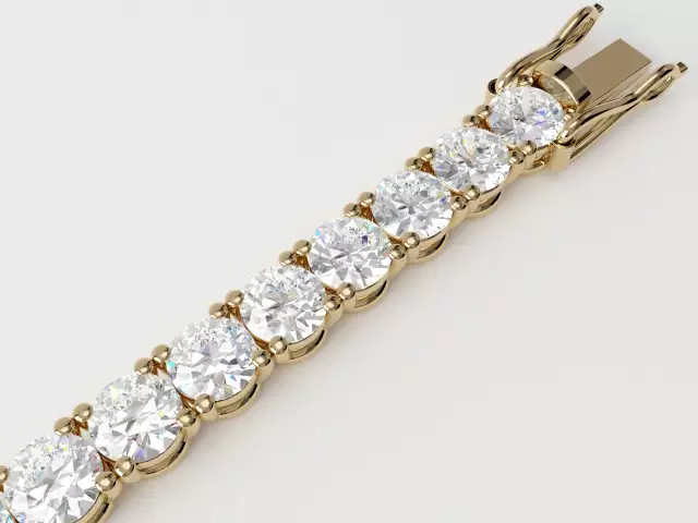 Tennis Bracelet   Round Brilliant-Cut Diamonds 100% Recycled, Hallmarked 18ct. Yellow Gold