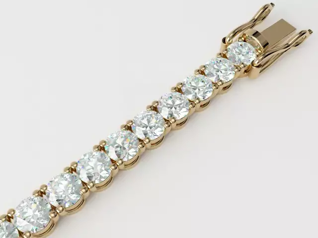 Tennis Bracelet   Round Brilliant-Cut Diamonds 100% Recycled, Hallmarked 18ct. Yellow Gold