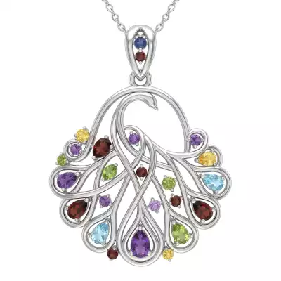 Organic swirl pendant design – recommissioned jewellery design featuring reused gemstones and precious metal